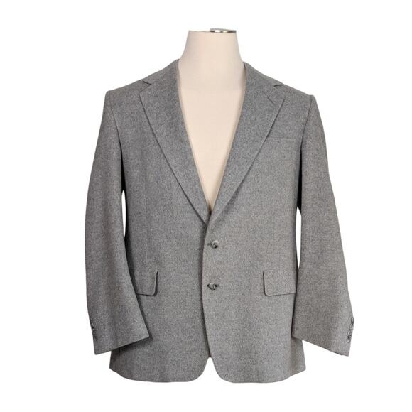 Vintage Cashmere Wool Sport Coat Blazer Jacket Mens 46 Gray Single Classic USA - Picture 1 of 15